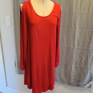 Elegant Long Sleeve Red Dress
